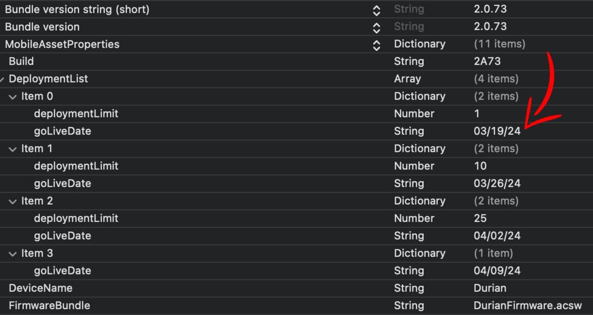 تاریخ انتشار ۲۴ در صفحه تنظیمات آپدیت ایرتگ