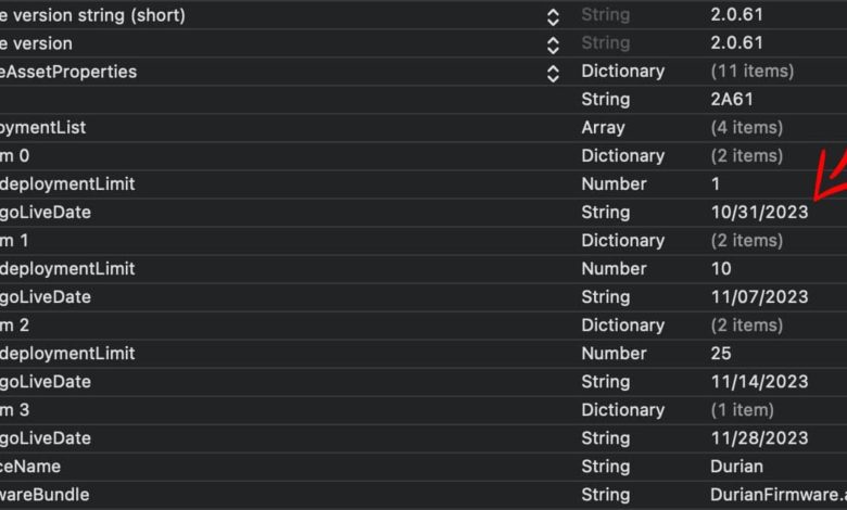 تاریخ انتشار ۲۰۲۳ در صفحه تنظیمات آپدیت ایرتگ