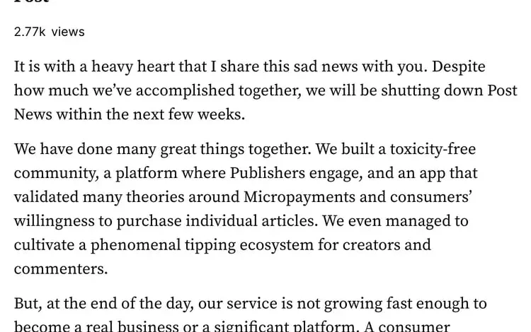 پلتفرم جایگزین توییتر Post News برای همیشه تعطیل خواهد شد