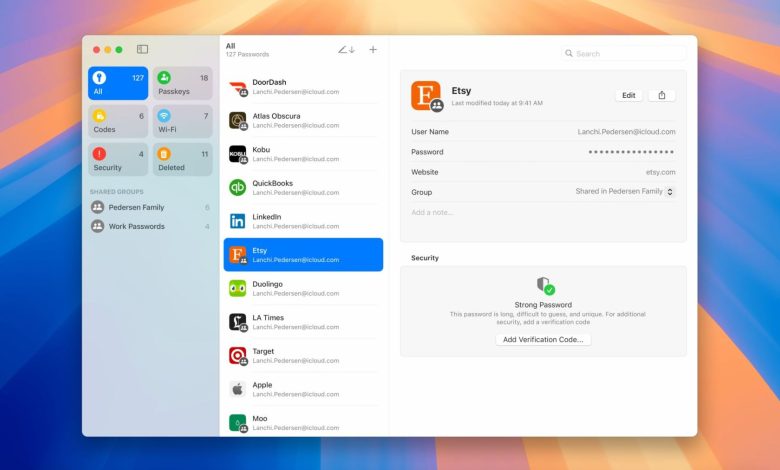 اپلیکیشن مدیریت پسورد اپل Passwords