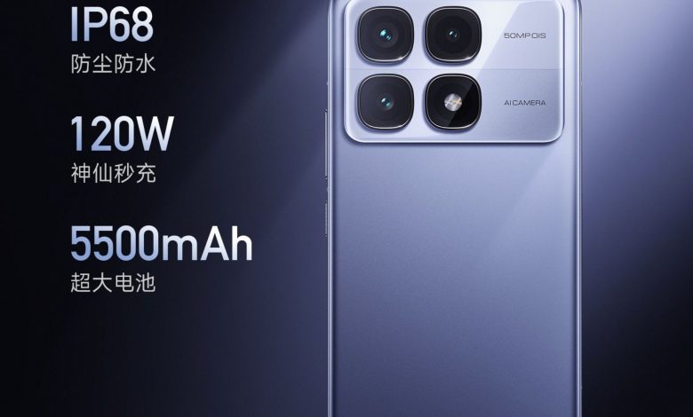 نمای پشتی گوشی ردمی K70 اولترا در کنار مشخصات باتری