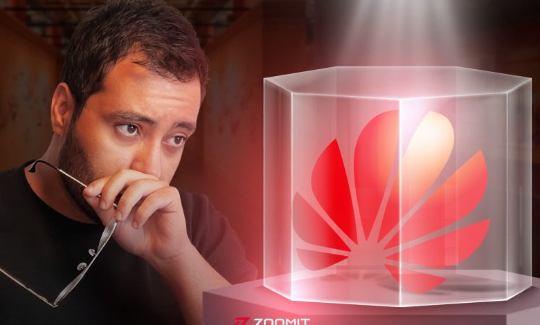 پسر جوان در حال نگاه به لوگو هواوی