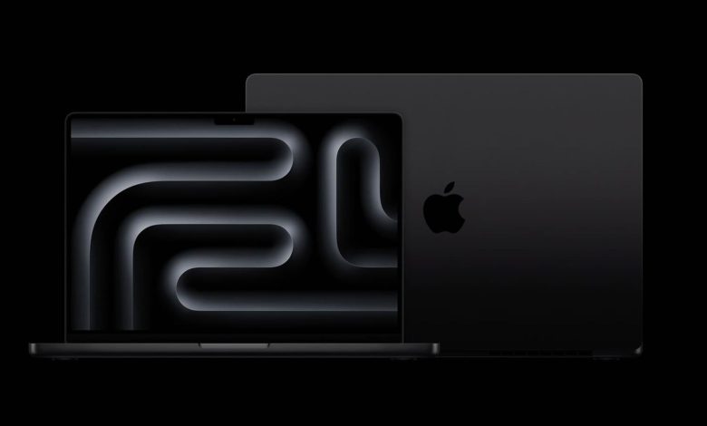 مک بوک پرو ۲۰۲۳ سری M3 مدل مشکی نمای جلو و عقب