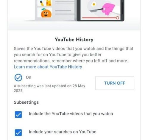 آموزش حذف کامل سابقه جستجو و بازدید یوتیوب_مستطیل زرد 3 آموزش حذف سابقه یوتیوب