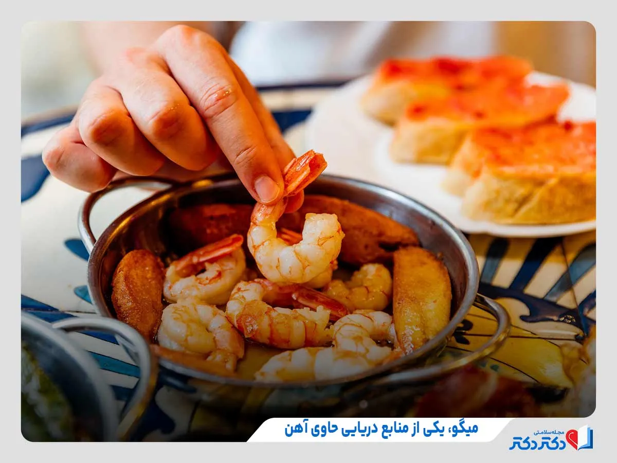 مصرف میگو برای تامین آهن از غذاهای دریایی